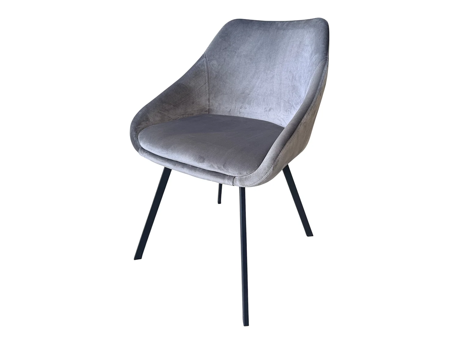 Lot de 2 chaises avec accoudoirs velours gris pieds métal noir - ADAM