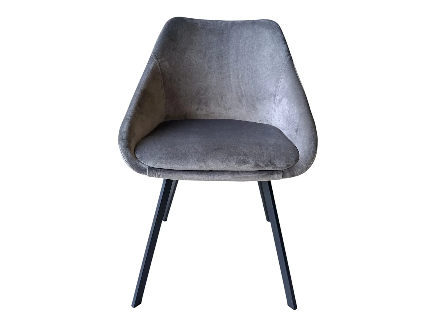 Lot de 2 chaises avec accoudoirs velours gris pieds métal noir - ADAM