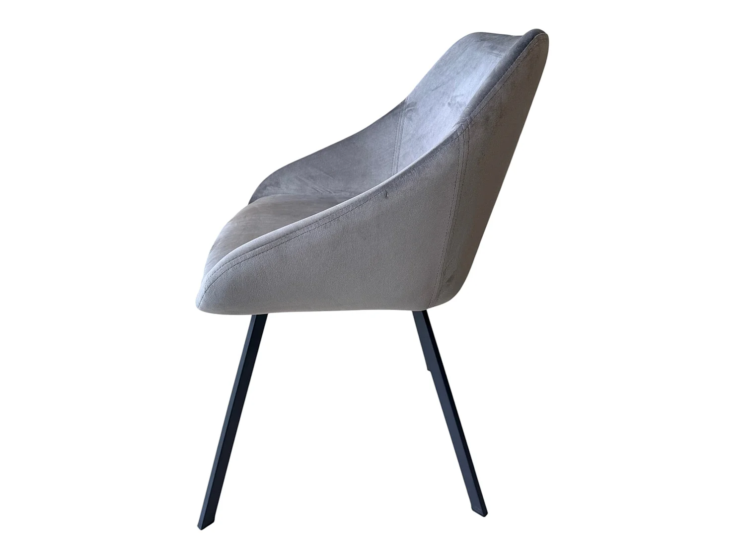 Lot de 2 chaises avec accoudoirs velours gris pieds métal noir - ADAM
