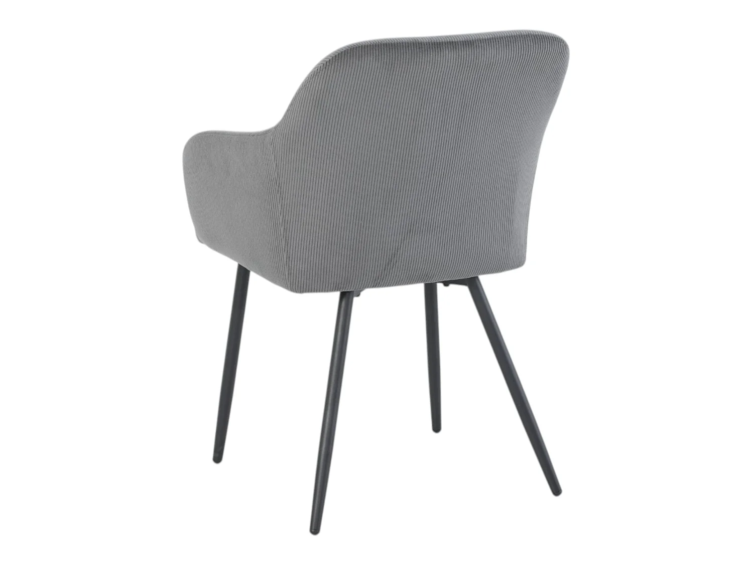 Lot de 2 chaises avec accoudoirs velours cotelé gris pieds métal noir - JADE