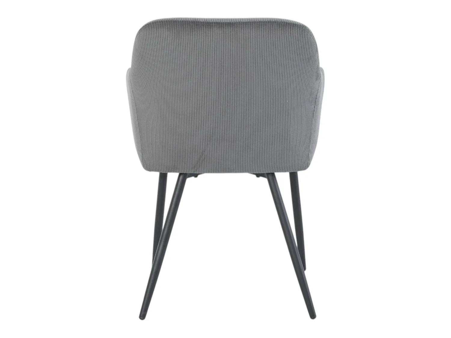 Lot de 2 chaises avec accoudoirs velours cotelé gris pieds métal noir - JADE