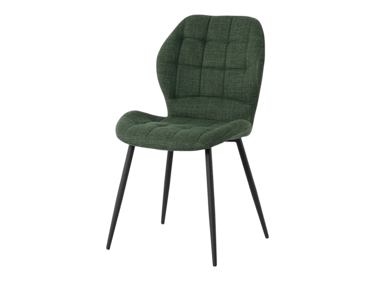 Lot de 4 chaises de salle à manger tissu maille vert pieds métal noir - PORTO