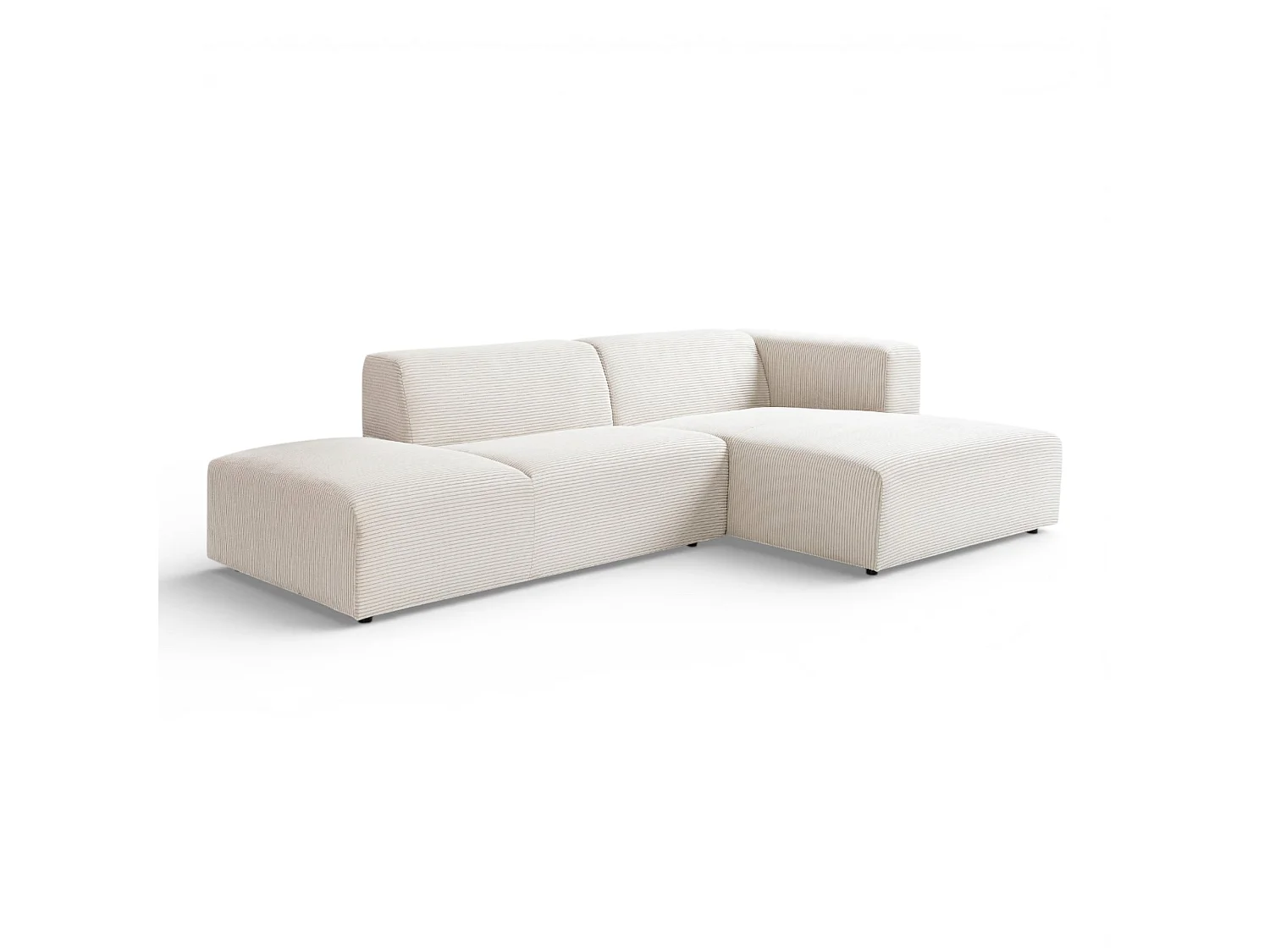 Canapé d'angle droit velours côtelé beige - BLOK 2
