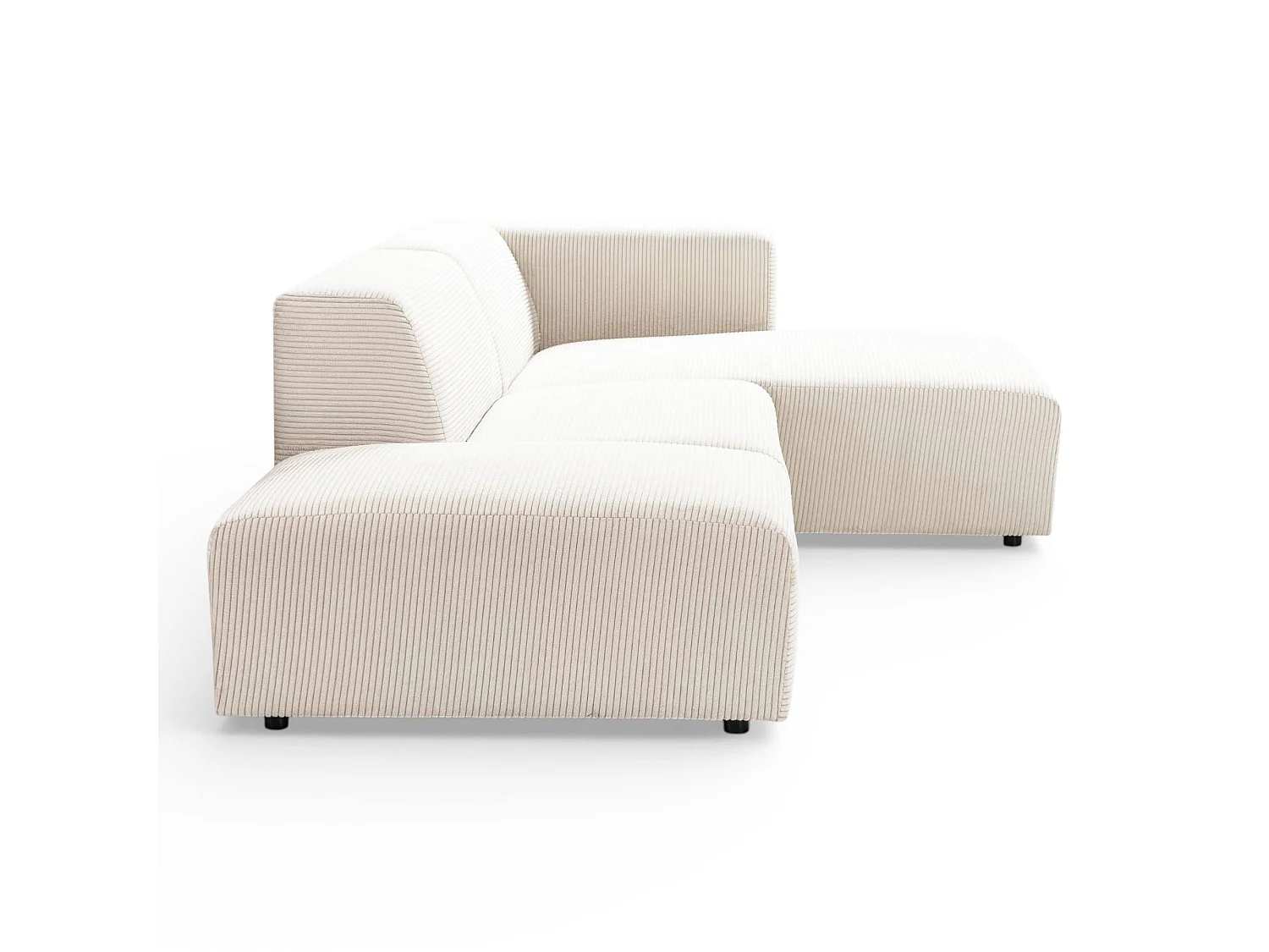 Canapé d'angle droit velours côtelé beige - BLOK 2