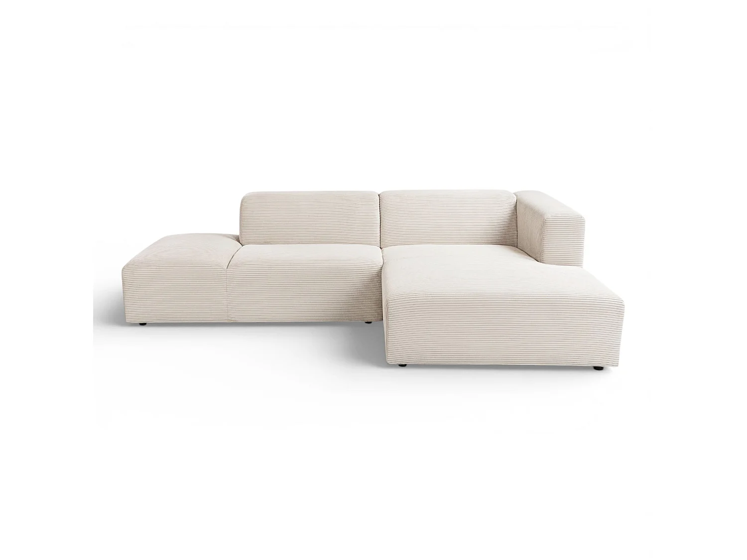Canapé d'angle droit velours côtelé beige - BLOK 2