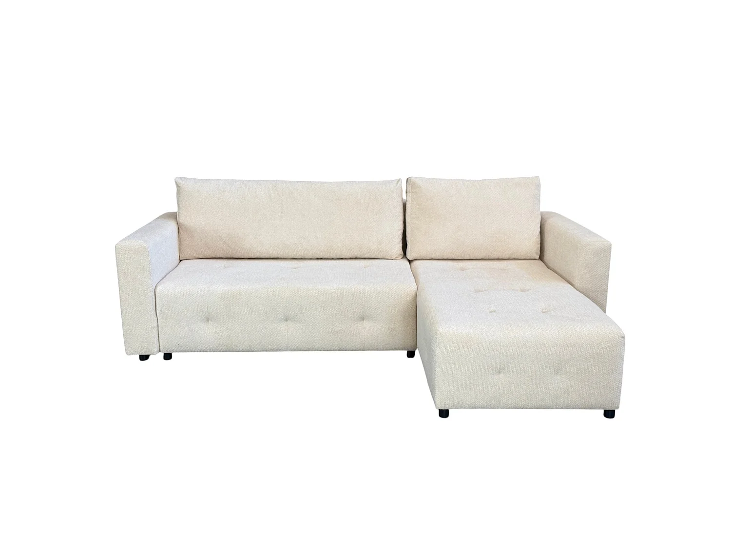 Canapé d'angle convertible 242 cm en tissu beige -  TEDY