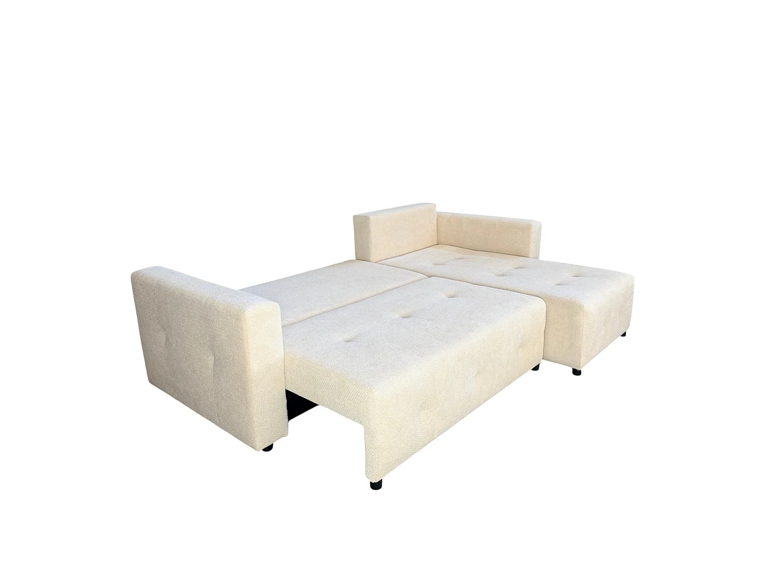 Canapé d'angle convertible 242 cm en tissu beige -  TEDY