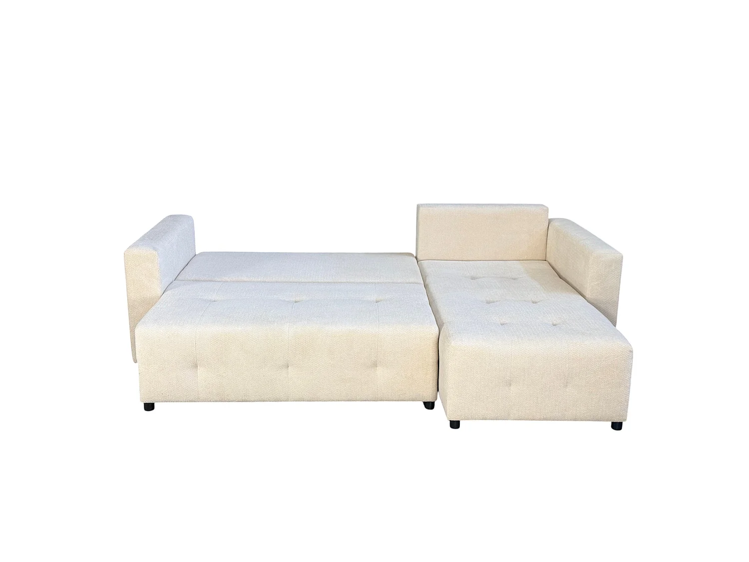 Canapé d'angle convertible 242 cm en tissu beige -  TEDY