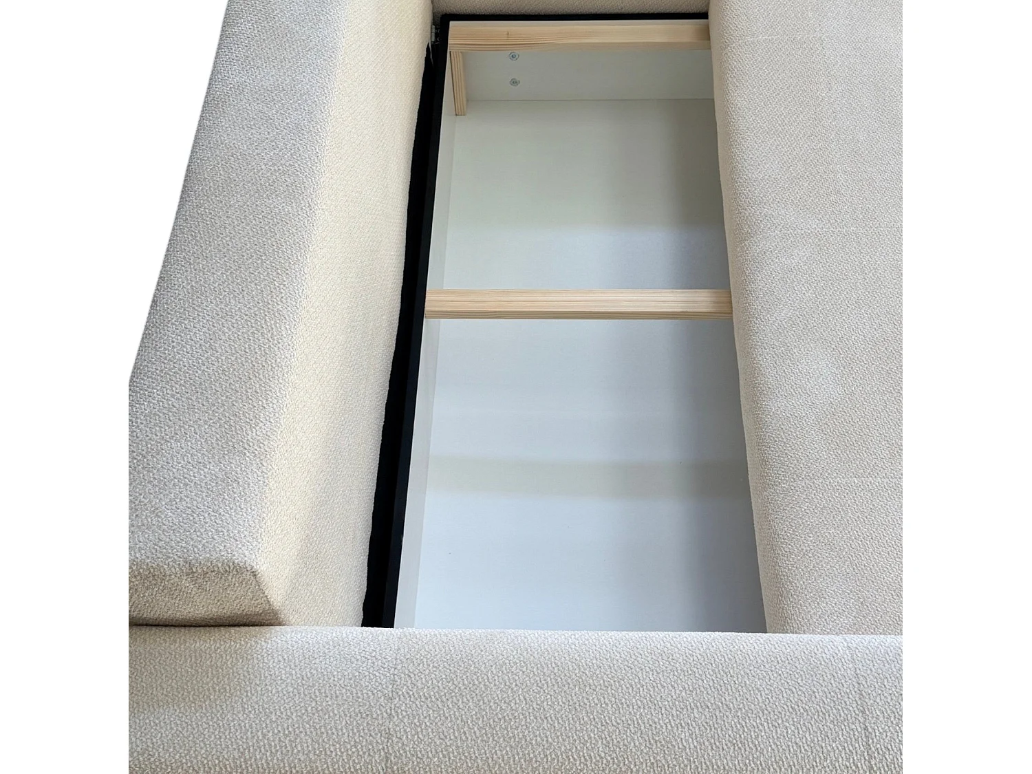 Canapé d'angle convertible 242 cm en tissu beige -  TEDY