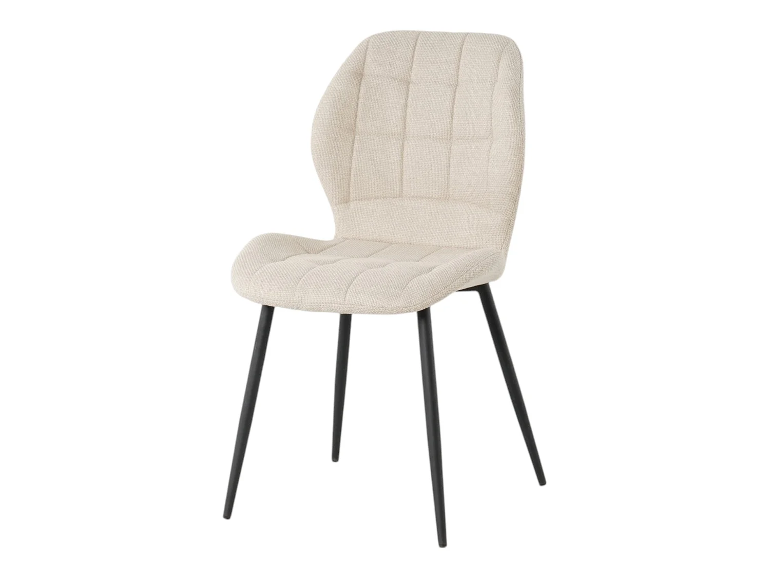 Lot de 4 chaises de salle à manger PORTO tissu maille beige pieds métal noir