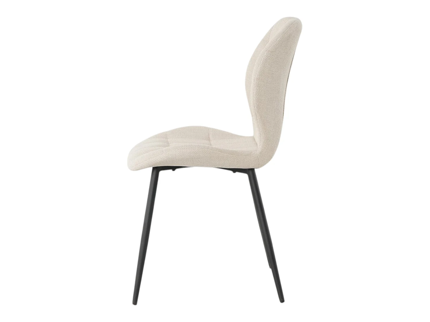 Lot de 4 chaises de salle à manger PORTO tissu maille beige pieds métal noir