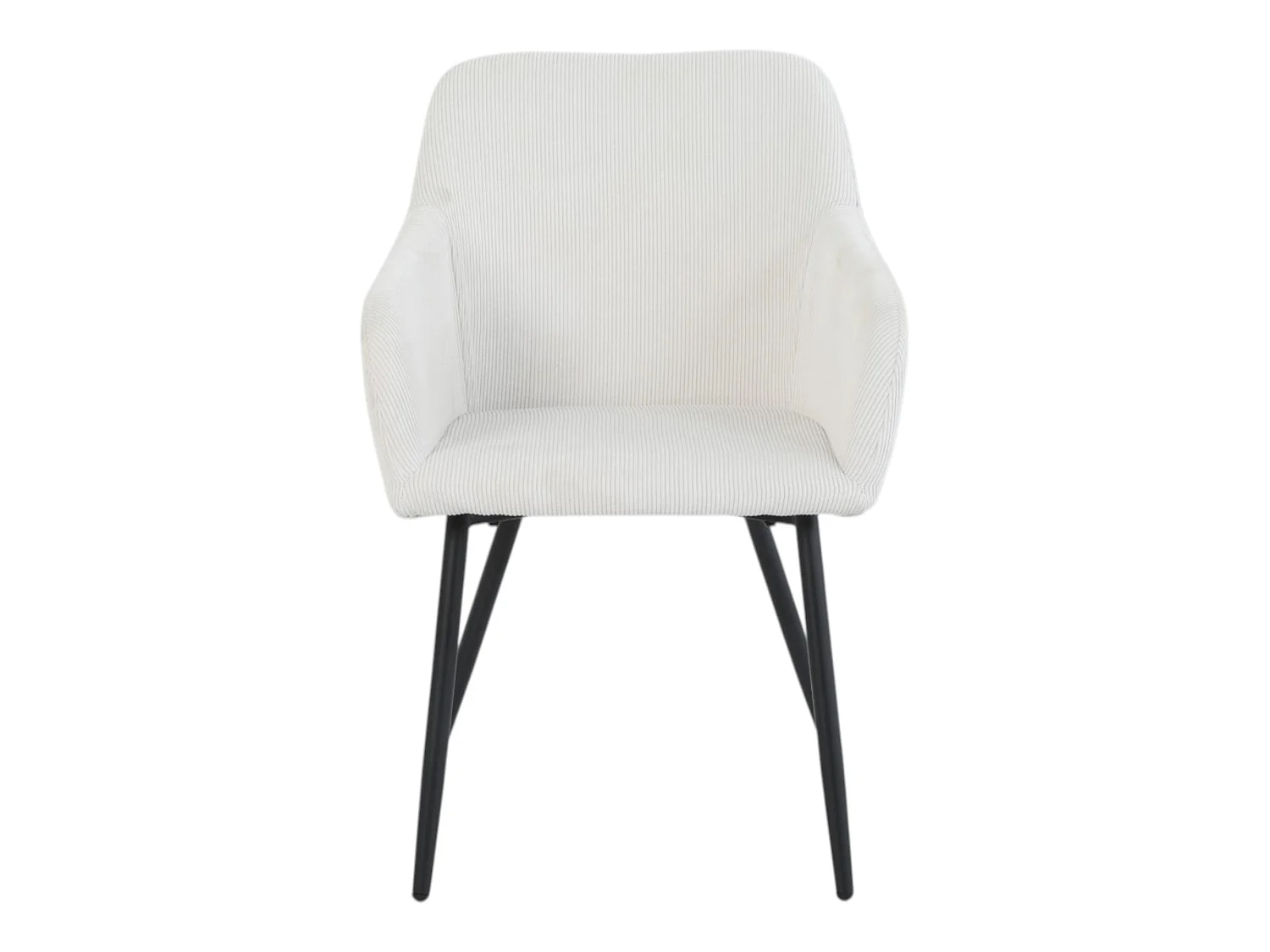 Lot de 2 chaises avec accoudoirs velours cotelé beige pieds métal - JADE
