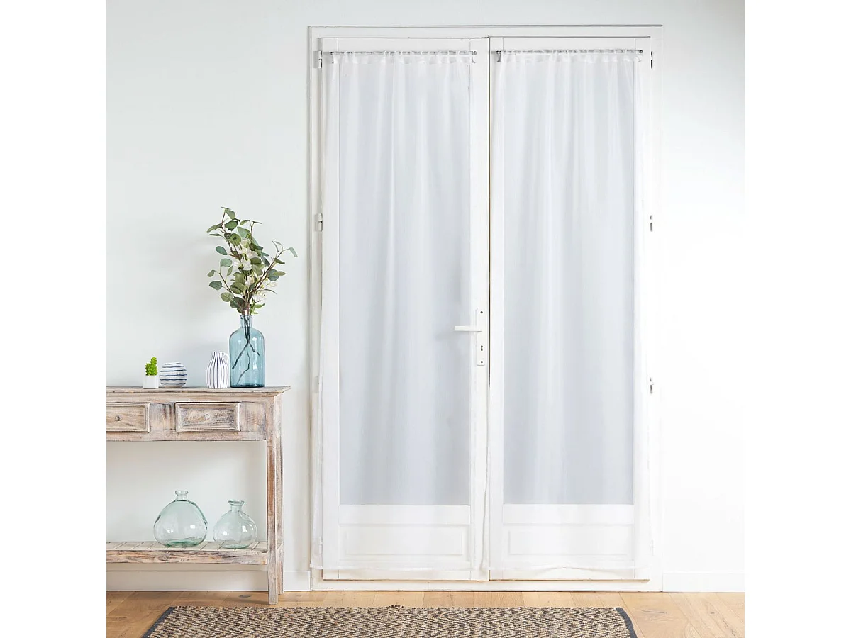 Paire de Voilages Passe-Tringle "Voiline" 70x200cm Blanc