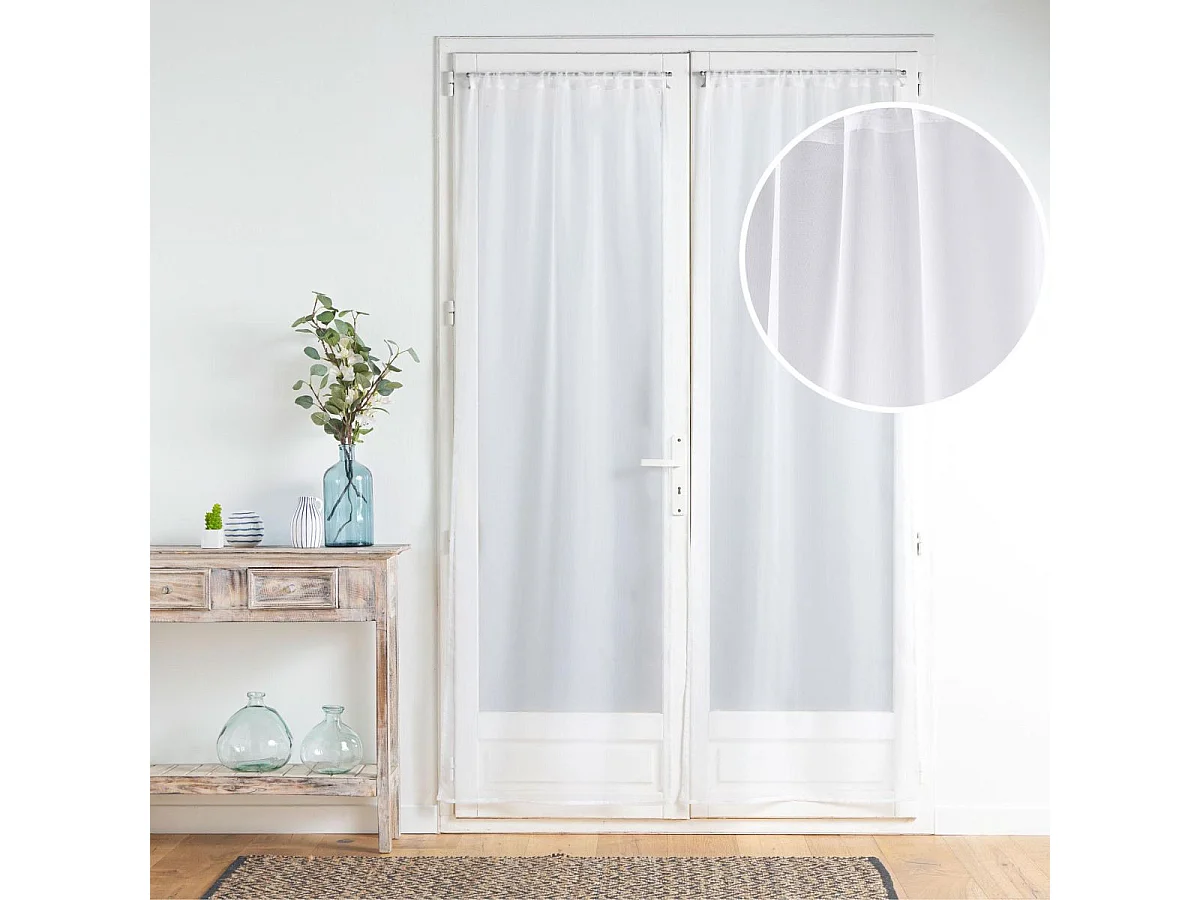 Paire de Voilages Passe-Tringle "Voiline" 70x200cm Blanc