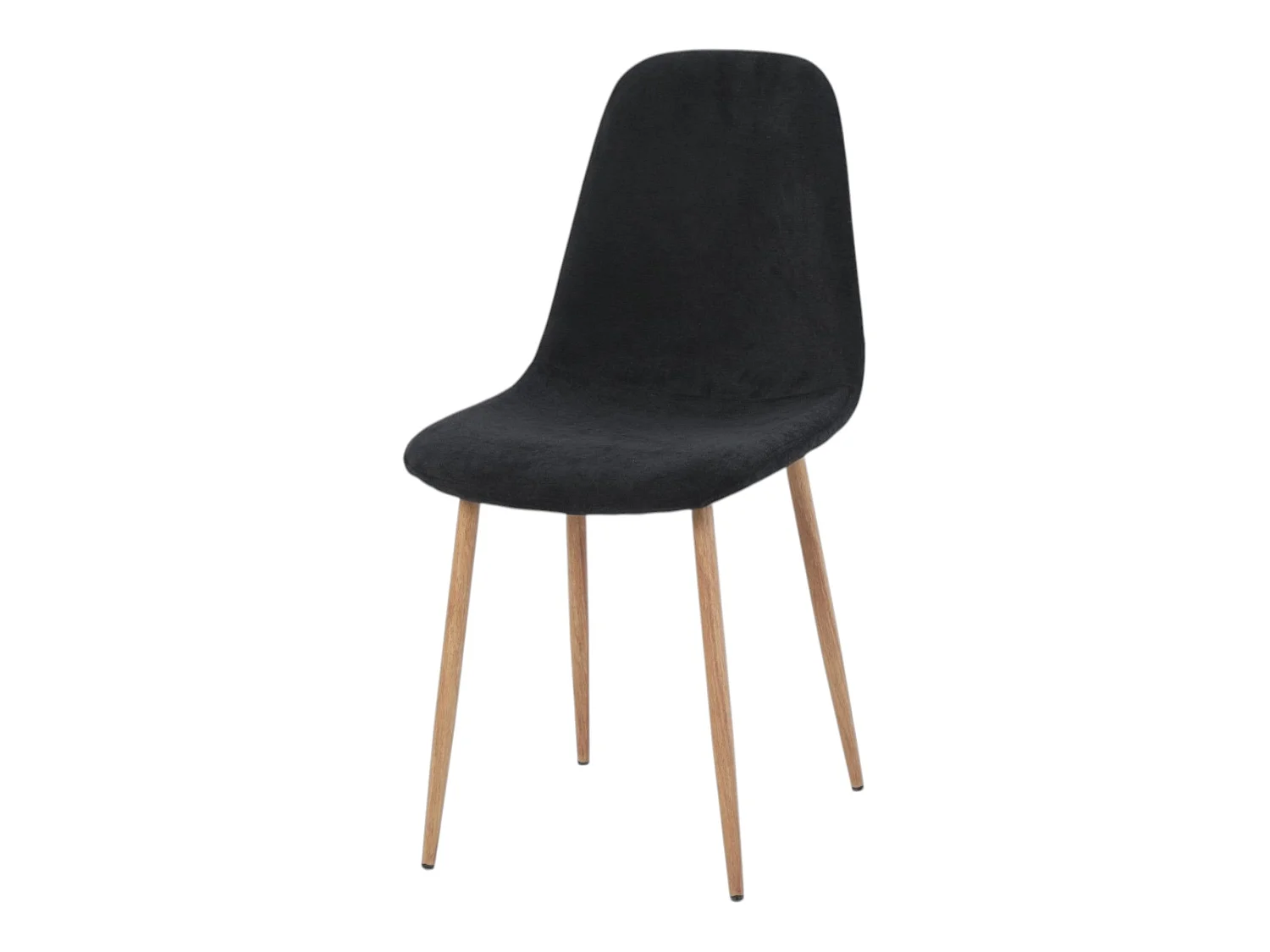 Lot de 4 chaises tissu noir pieds métal imitation bois - NOAH