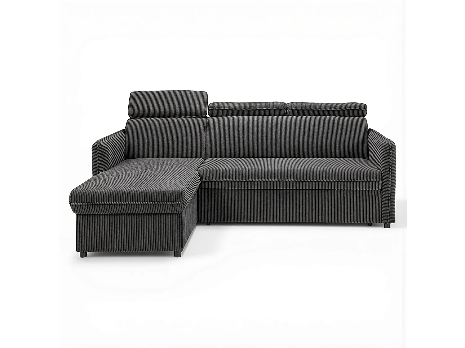 Canapé d'angle convertible en velours côtelé gris foncé -  NOTTI