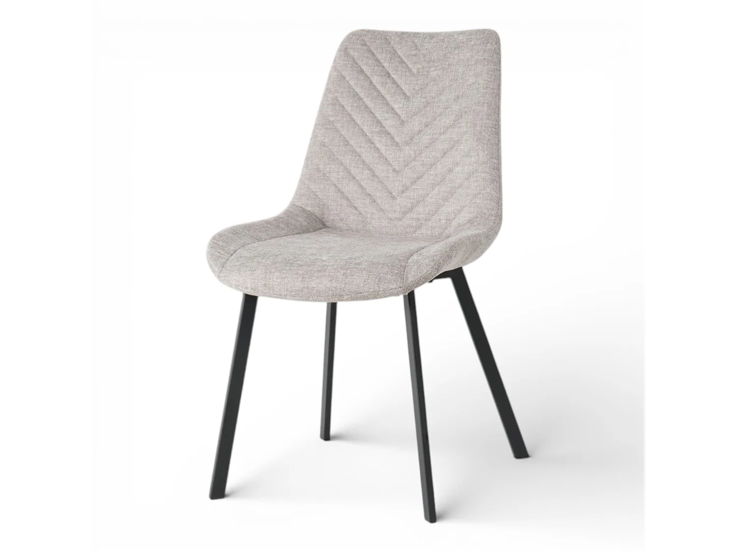 Lot de 4 chaises tissu gris clair pieds métal noir - ANGUS