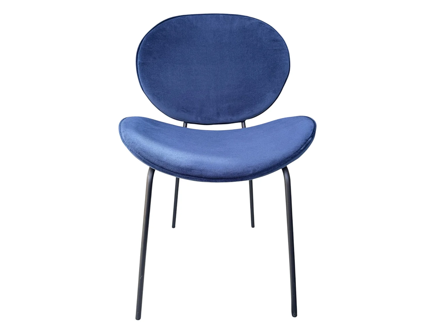 Lot de 2 chaises tissu velours bleu pieds métal noir - SAULT