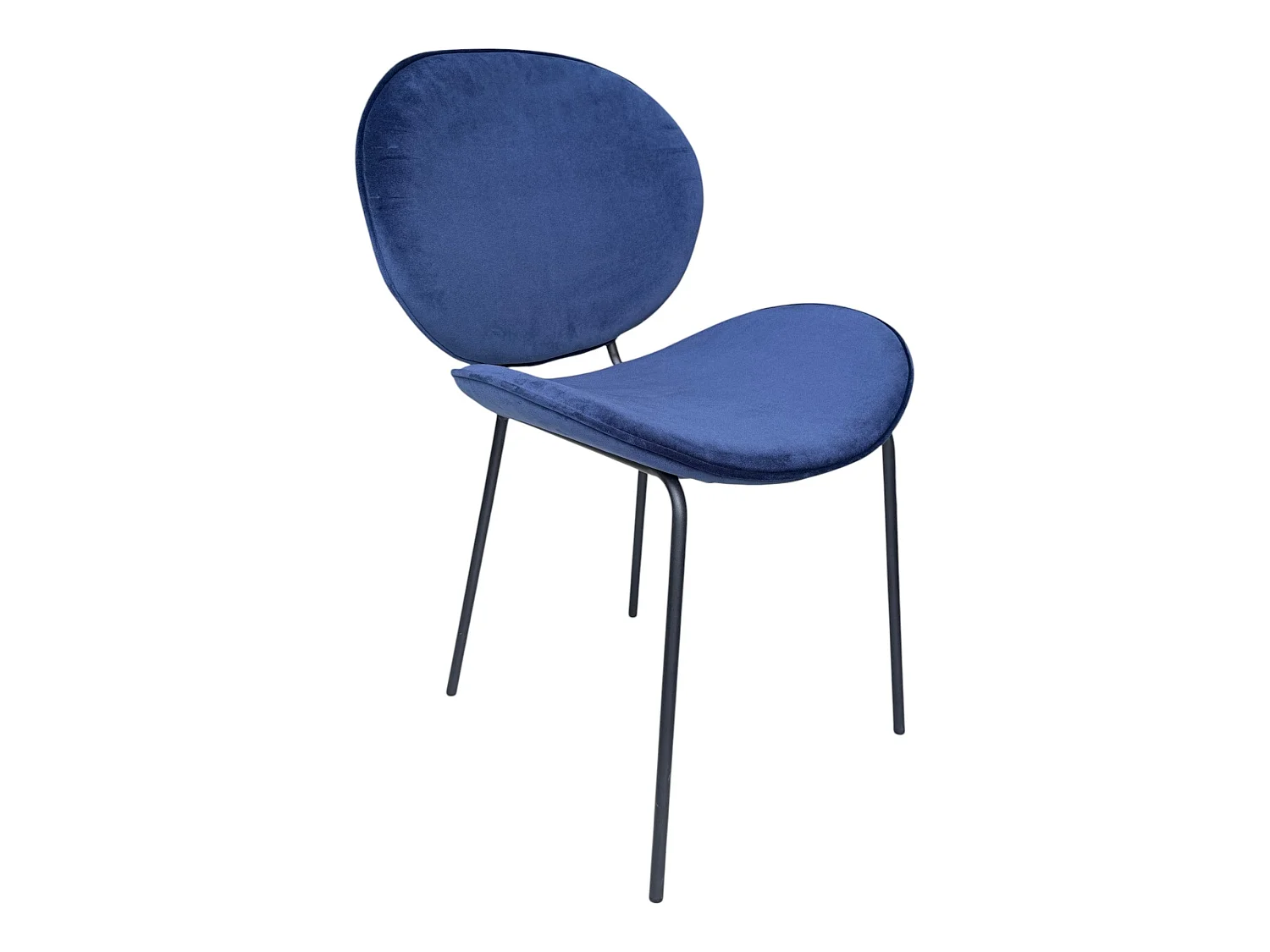 Lot de 2 chaises tissu velours bleu pieds métal noir - SAULT