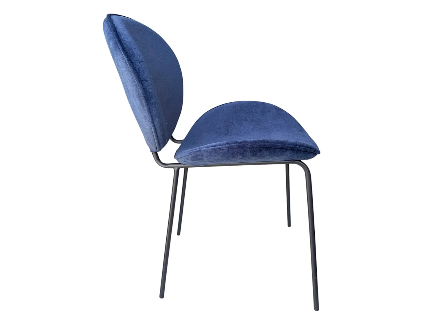Lot de 2 chaises tissu velours bleu pieds métal noir - SAULT
