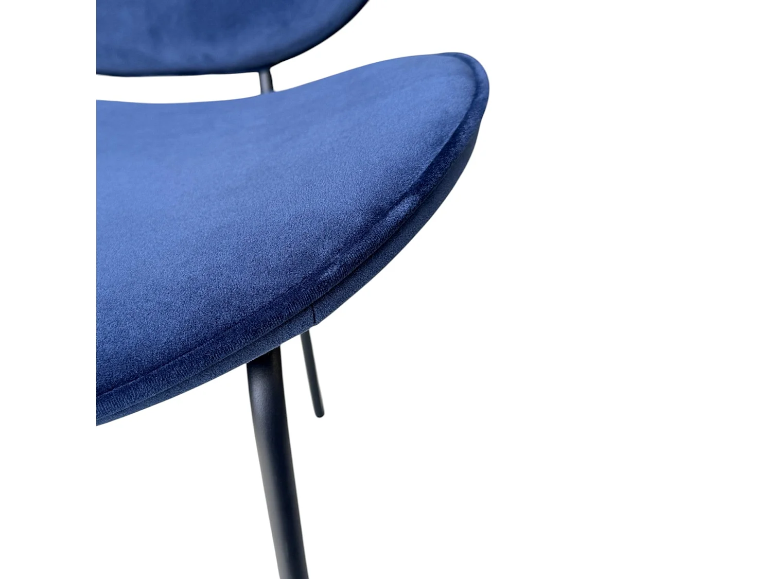 Lot de 2 chaises tissu velours bleu pieds métal noir - SAULT