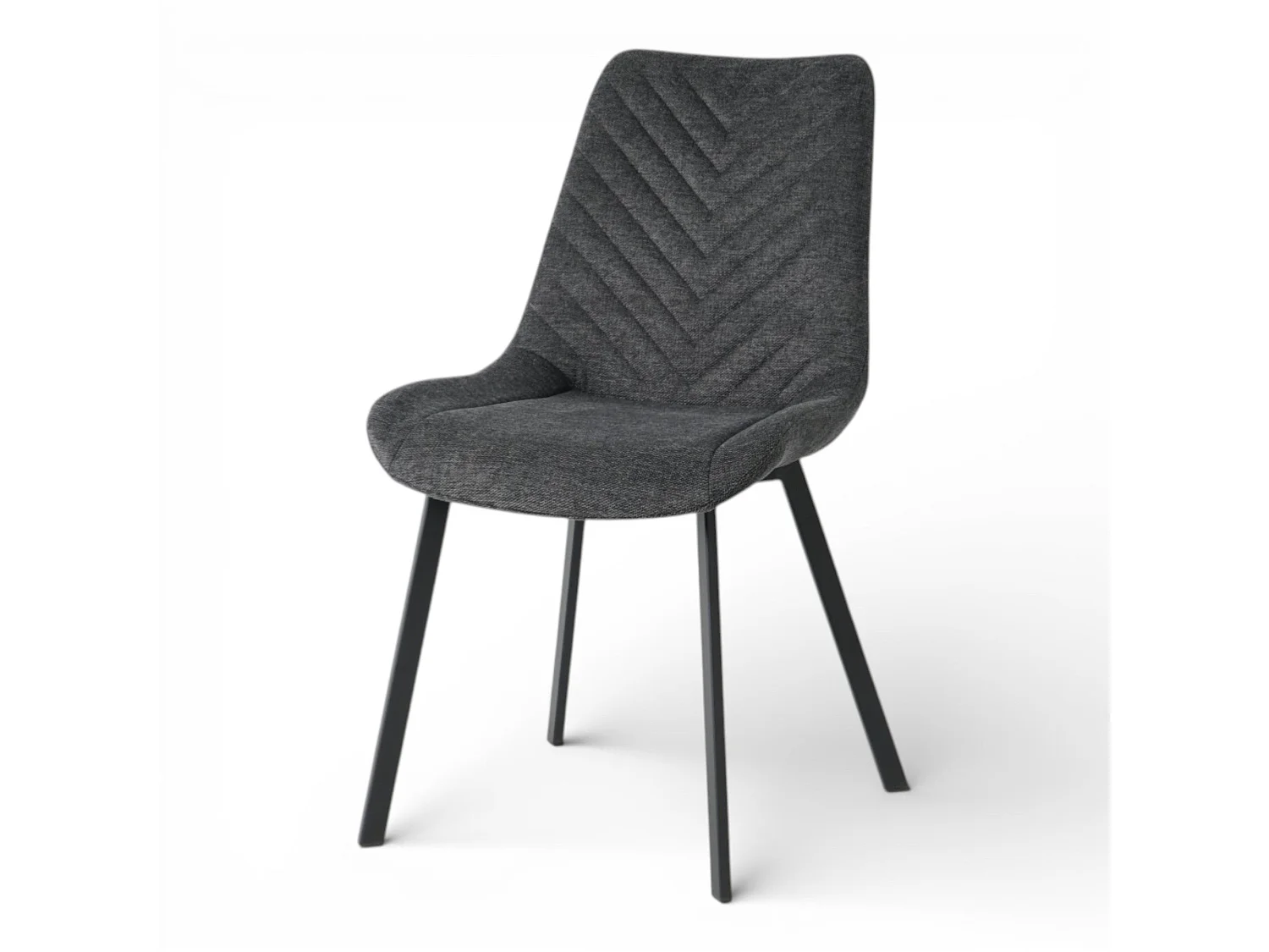 Lot de 4 chaises tissu gris foncé pieds métal noir - ANGUS