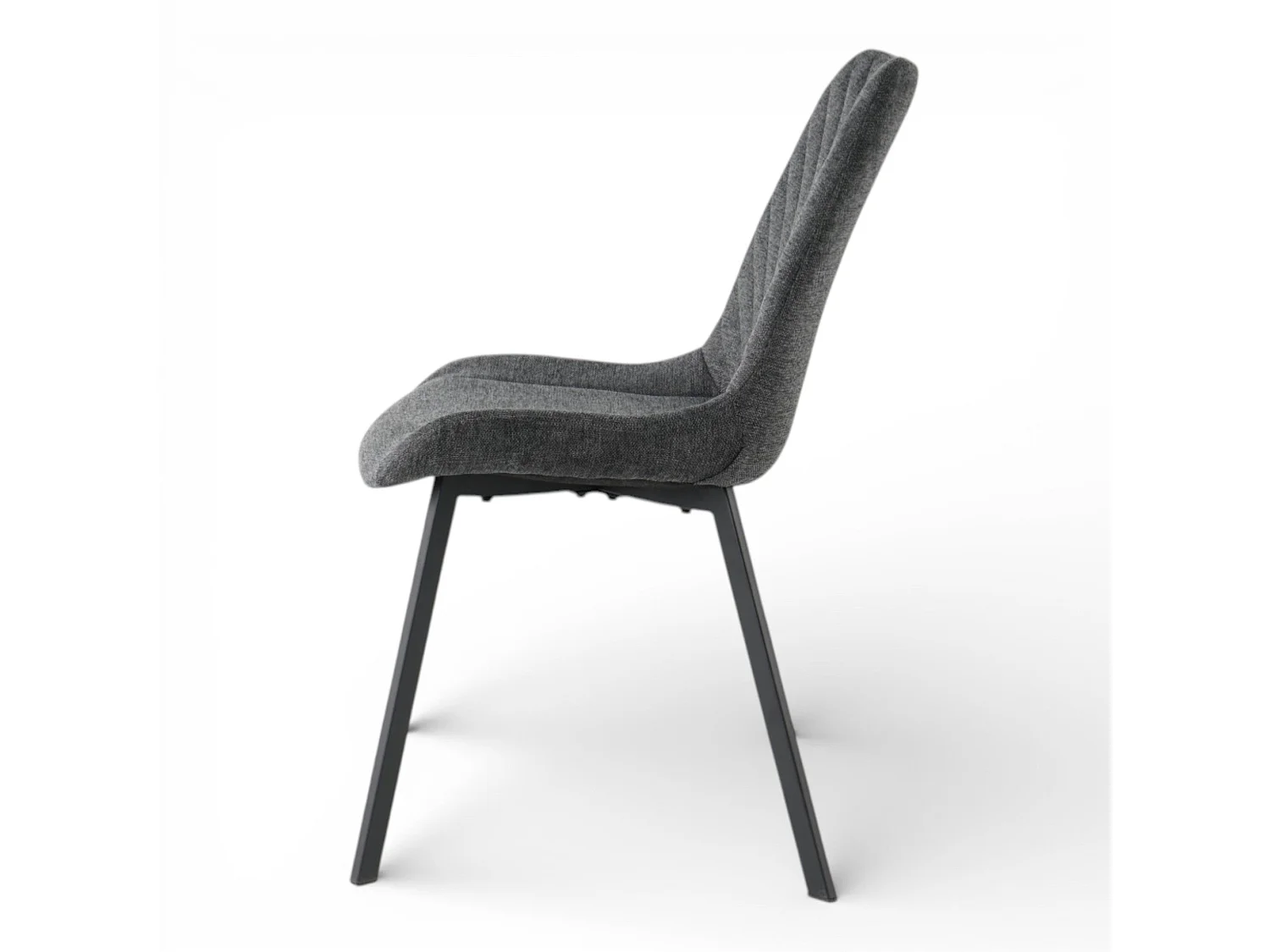 Lot de 4 chaises tissu gris foncé pieds métal noir - ANGUS