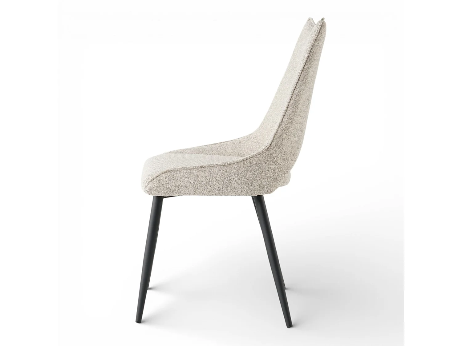 Lot de 4 chaises de salle à manger tissu beige pieds métal - MAEL