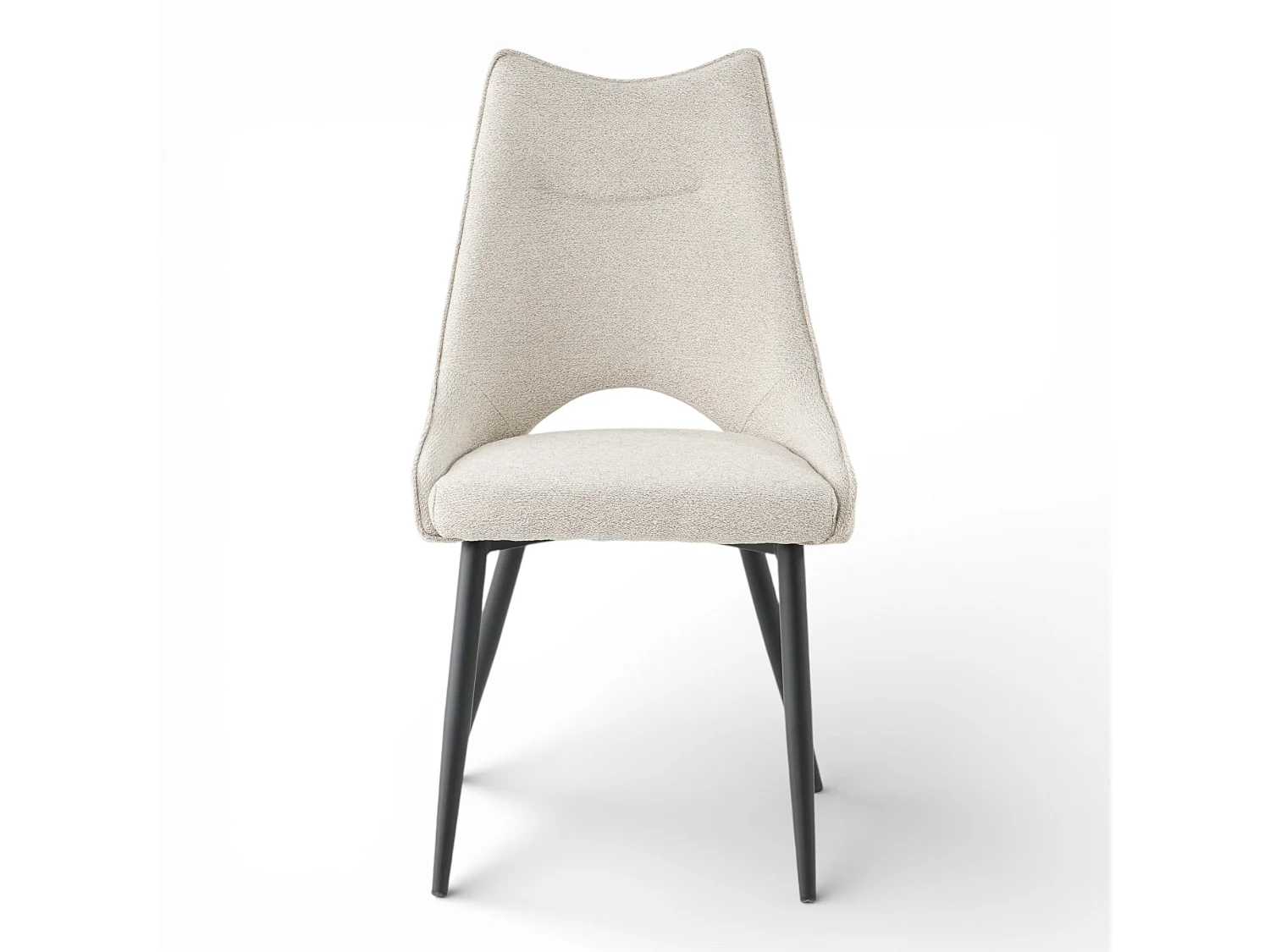 Lot de 4 chaises de salle à manger tissu beige pieds métal - MAEL