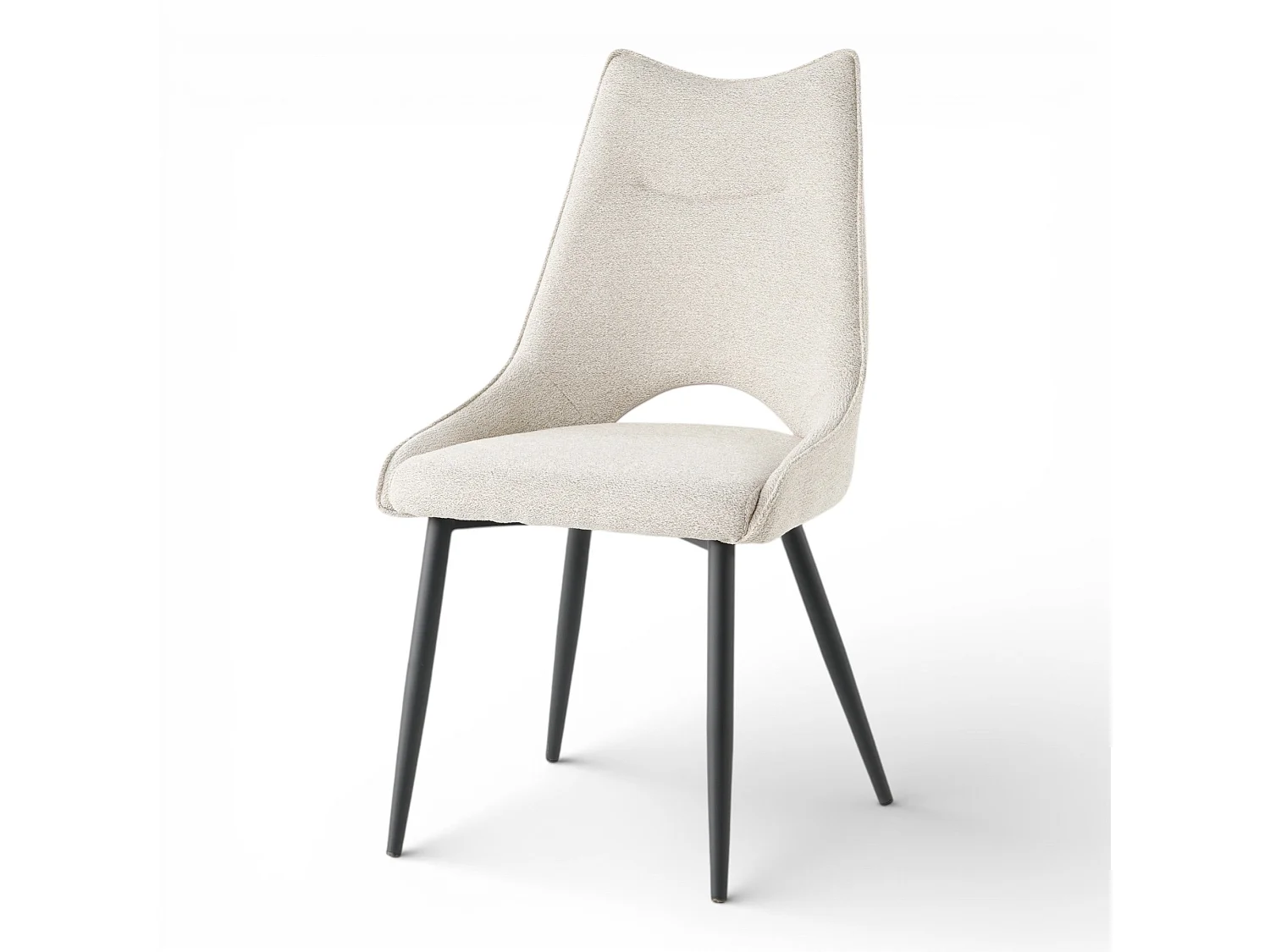 Lot de 4 chaises de salle à manger tissu beige pieds métal - MAEL