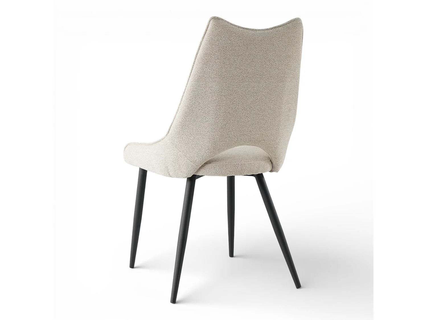 Lot de 4 chaises de salle à manger tissu beige pieds métal - MAEL