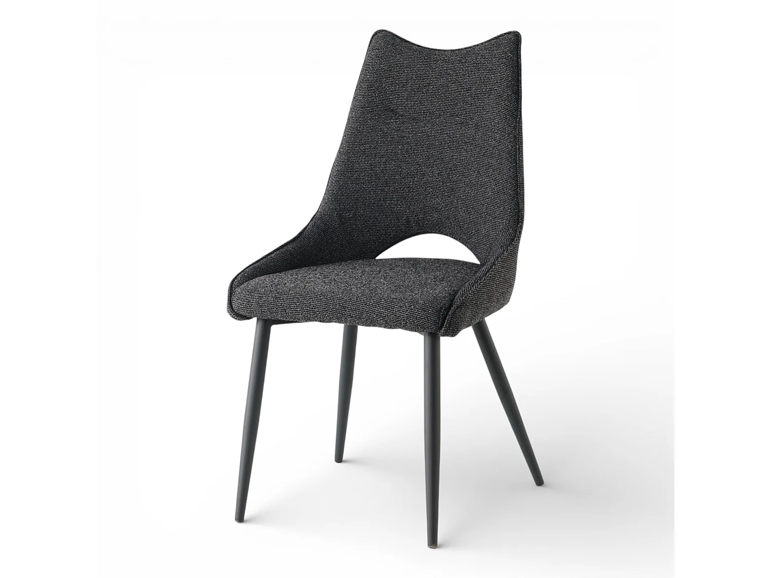 Lot de 4 chaises de salle à manger tissu noir pieds métal - MAEL
