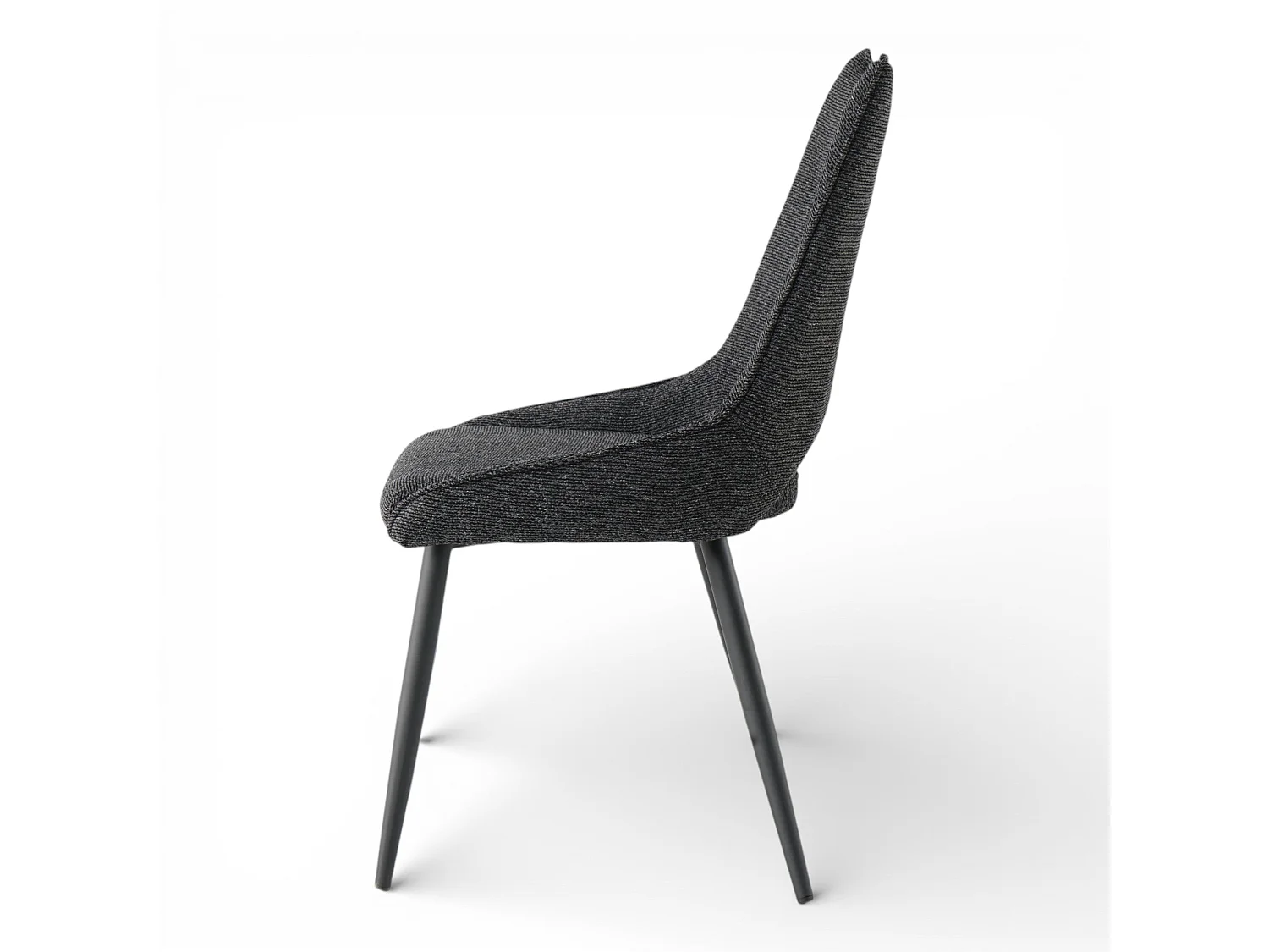 Lot de 4 chaises de salle à manger tissu noir pieds métal - MAEL
