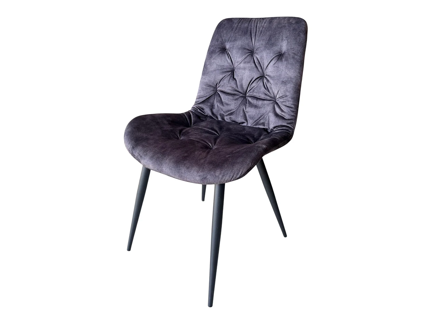 Lot de 4 chaises velours gris foncé pieds métal noir - TUFF