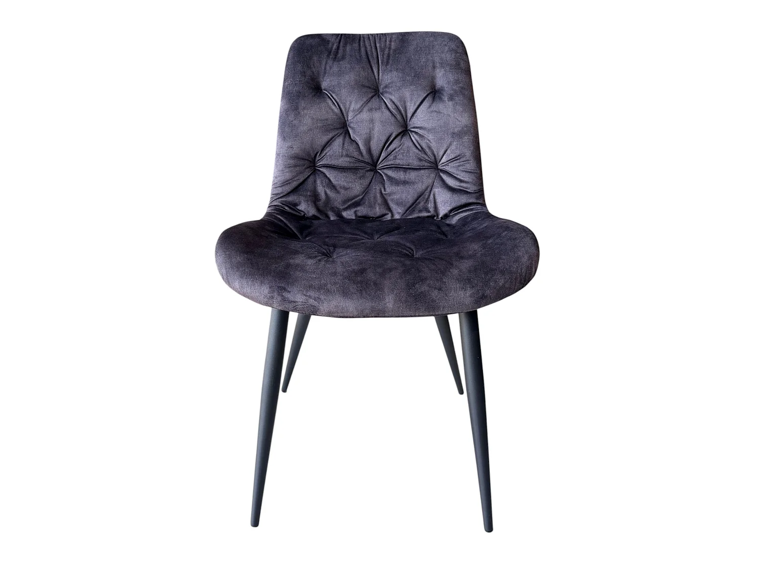 Lot de 4 chaises velours gris foncé pieds métal noir - TUFF