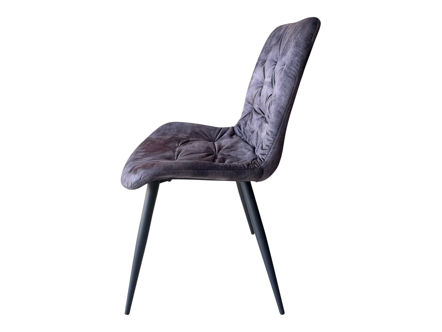 Lot de 4 chaises velours gris foncé pieds métal noir - TUFF