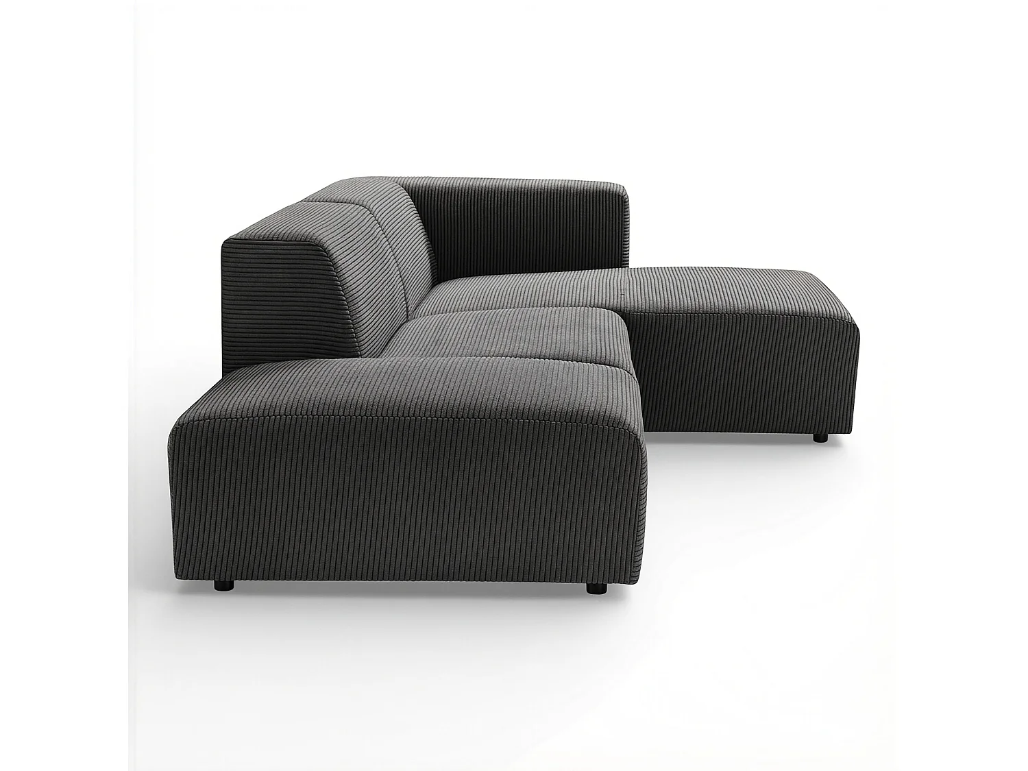 Canapé d'angle droit velours côtelé gris foncé - BLOK 2