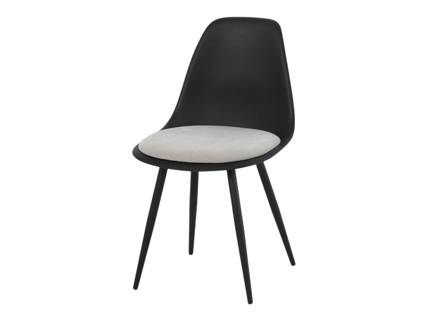 Lot de 4 chaises coloris noir assise tissu beige pieds métal noir - ALICE