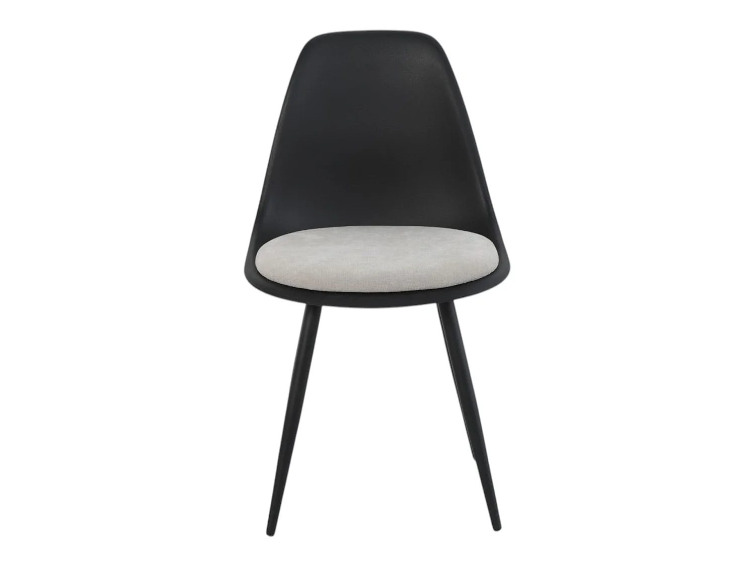 Lot de 4 chaises coloris noir assise tissu beige pieds métal noir - ALICE