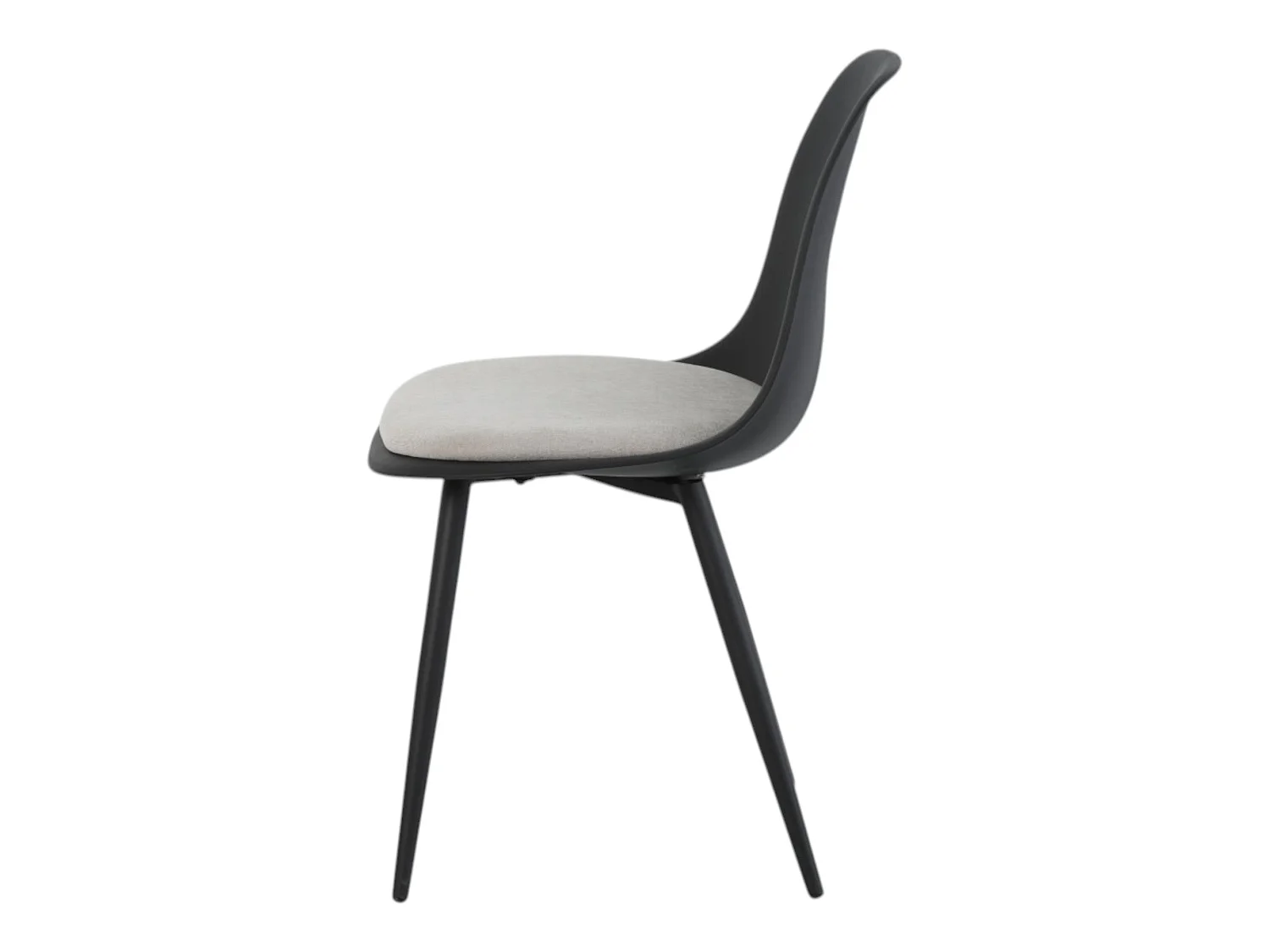 Lot de 4 chaises coloris noir assise tissu beige pieds métal noir - ALICE