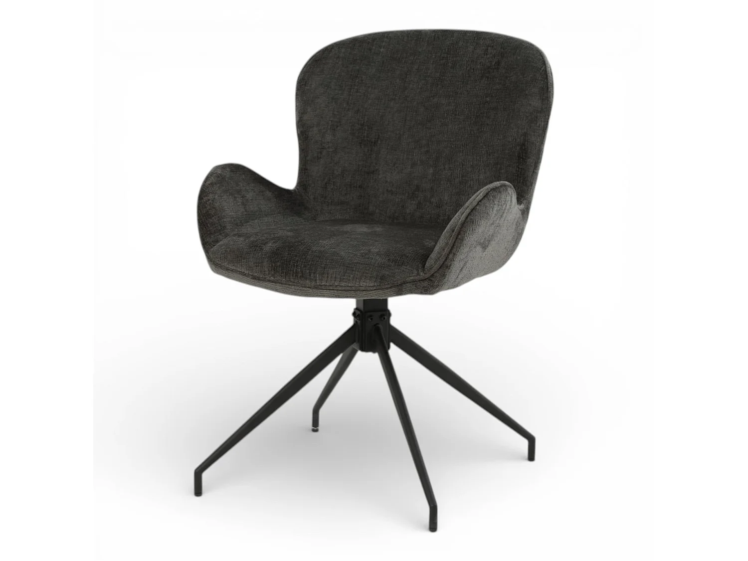 Lot de 2 chaises pivotantes tissu gris foncé - ASYAR