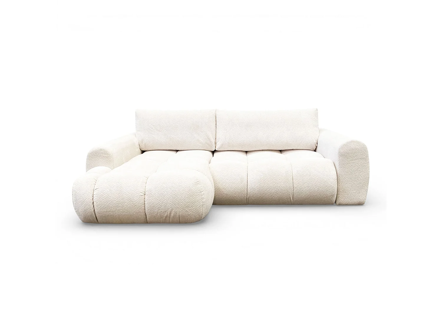 Canapé d'angle fixe tissu beige coté gauche - OMBO