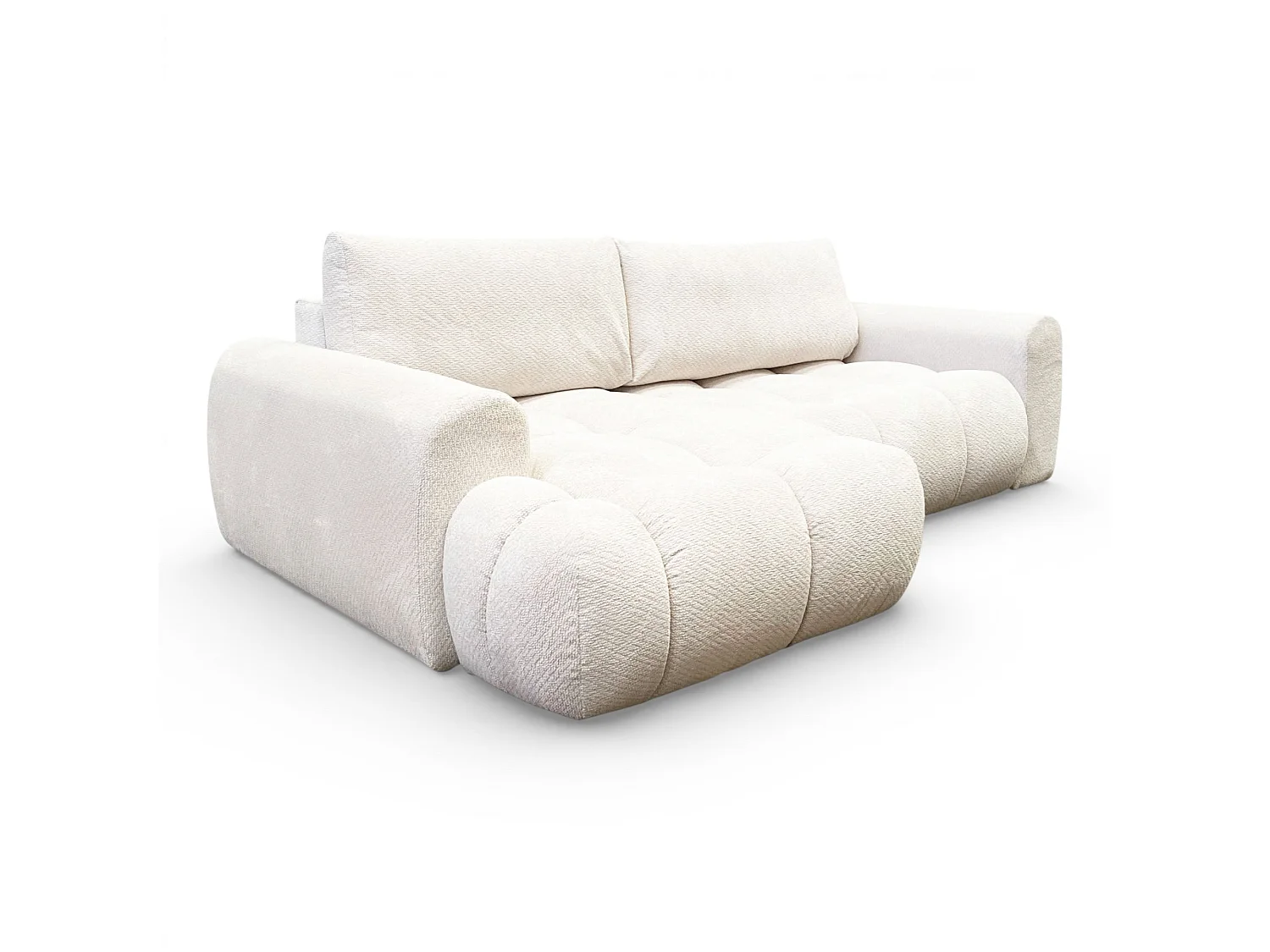 Canapé d'angle fixe tissu beige coté gauche - OMBO