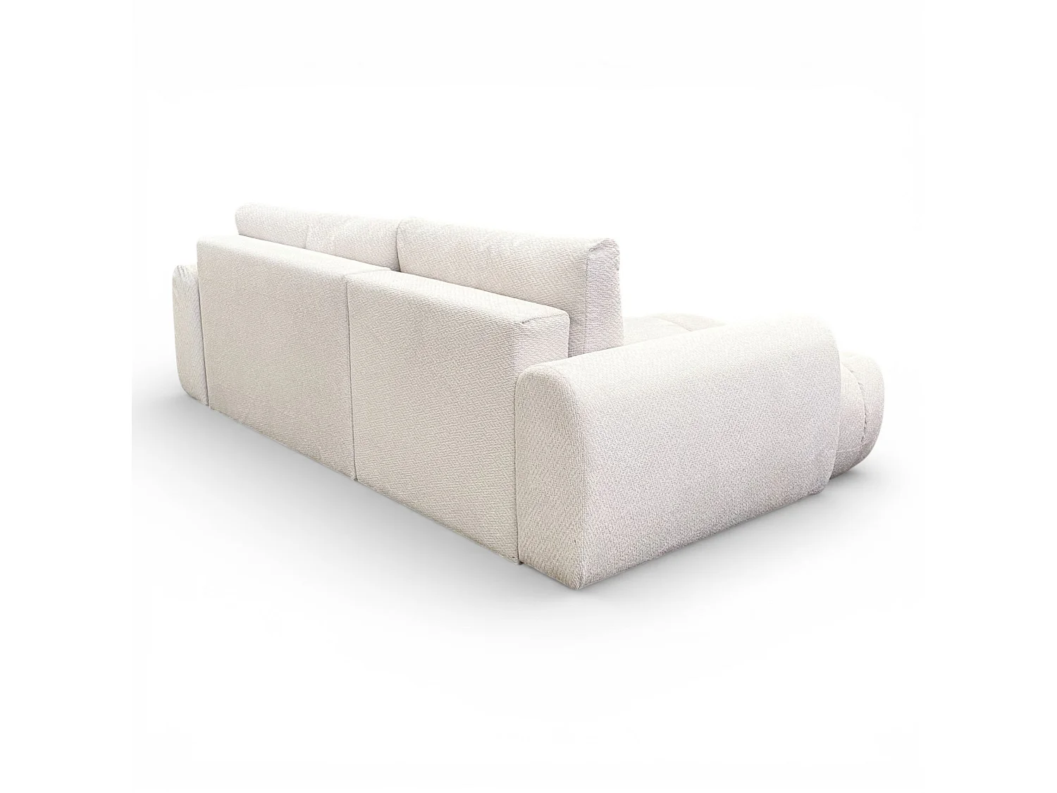 Canapé d'angle fixe tissu beige coté gauche - OMBO