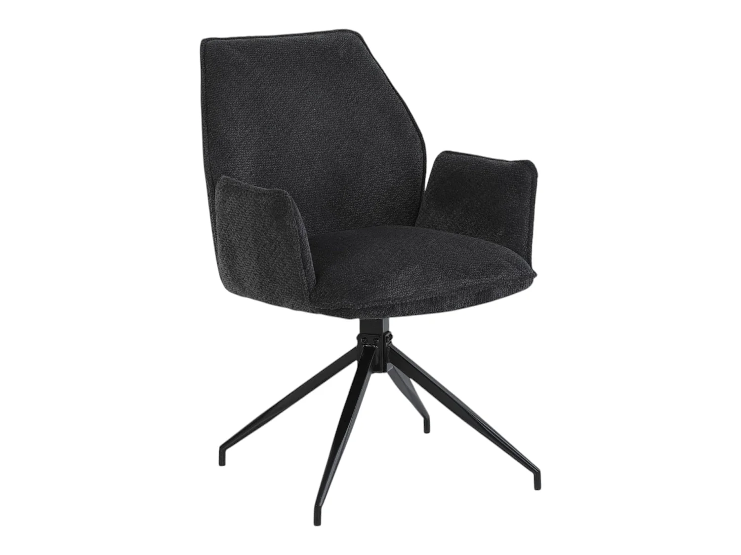Lot de 2 chaises avec accoudoirs pivotantes tissu noir - FITOUS II