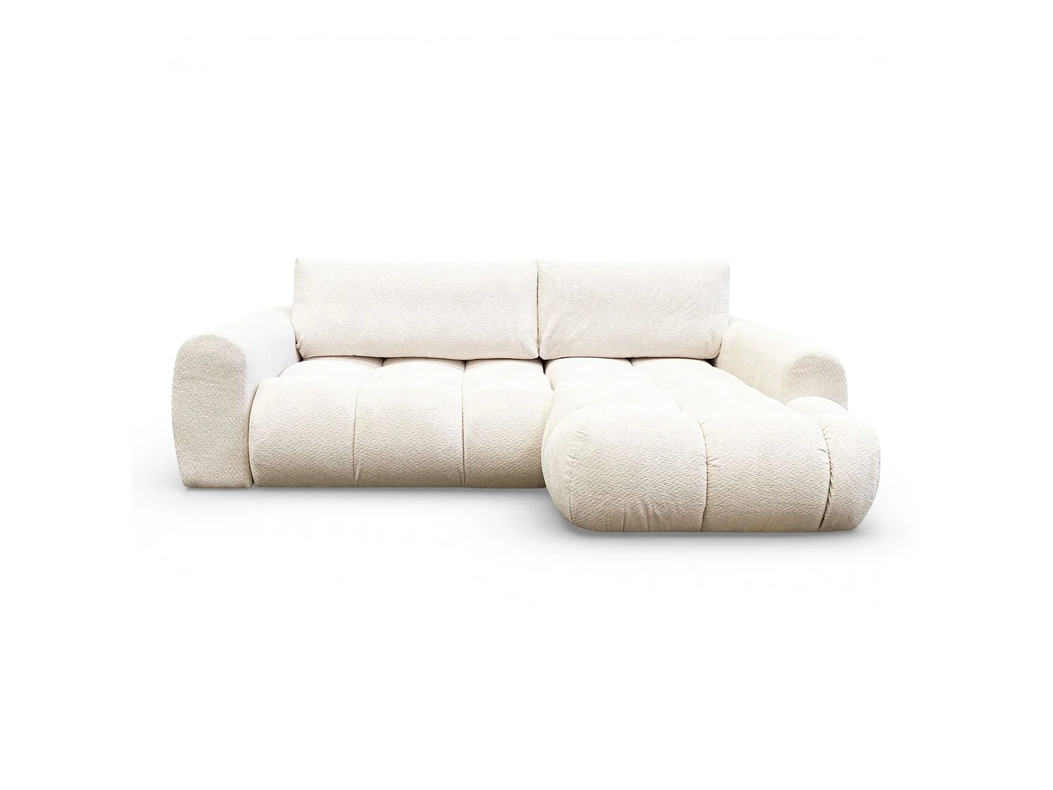 Canapé d'angle fixe tissu beige coté droit - OMBO
