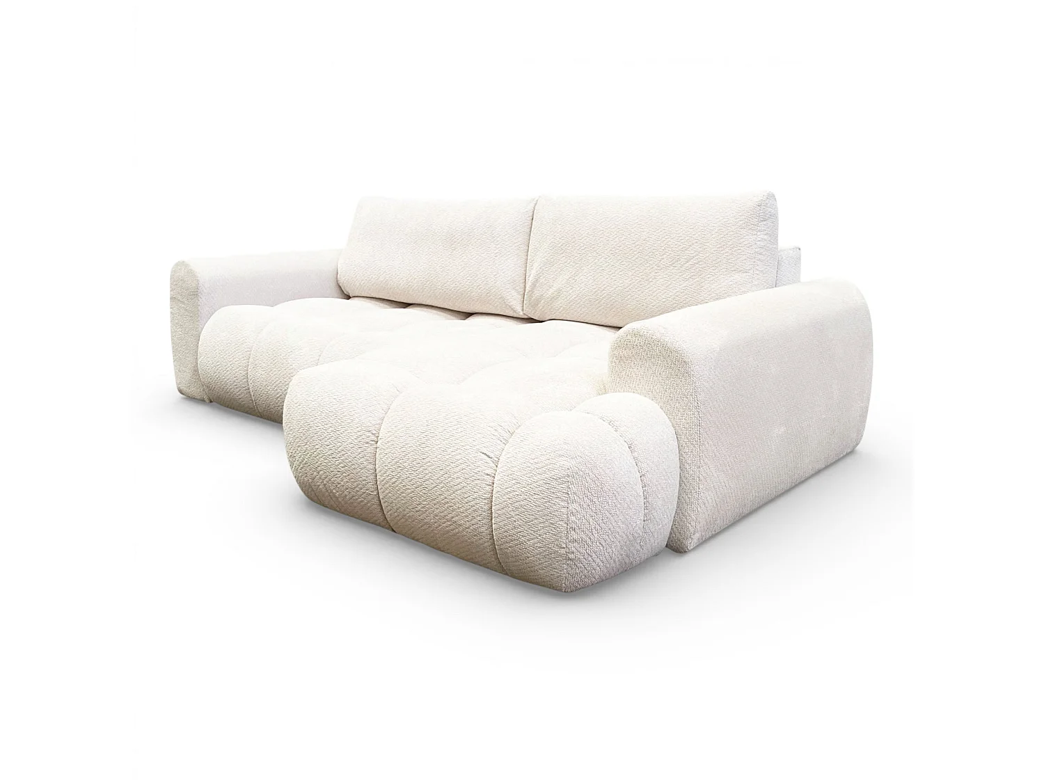 Canapé d'angle fixe tissu beige coté droit - OMBO