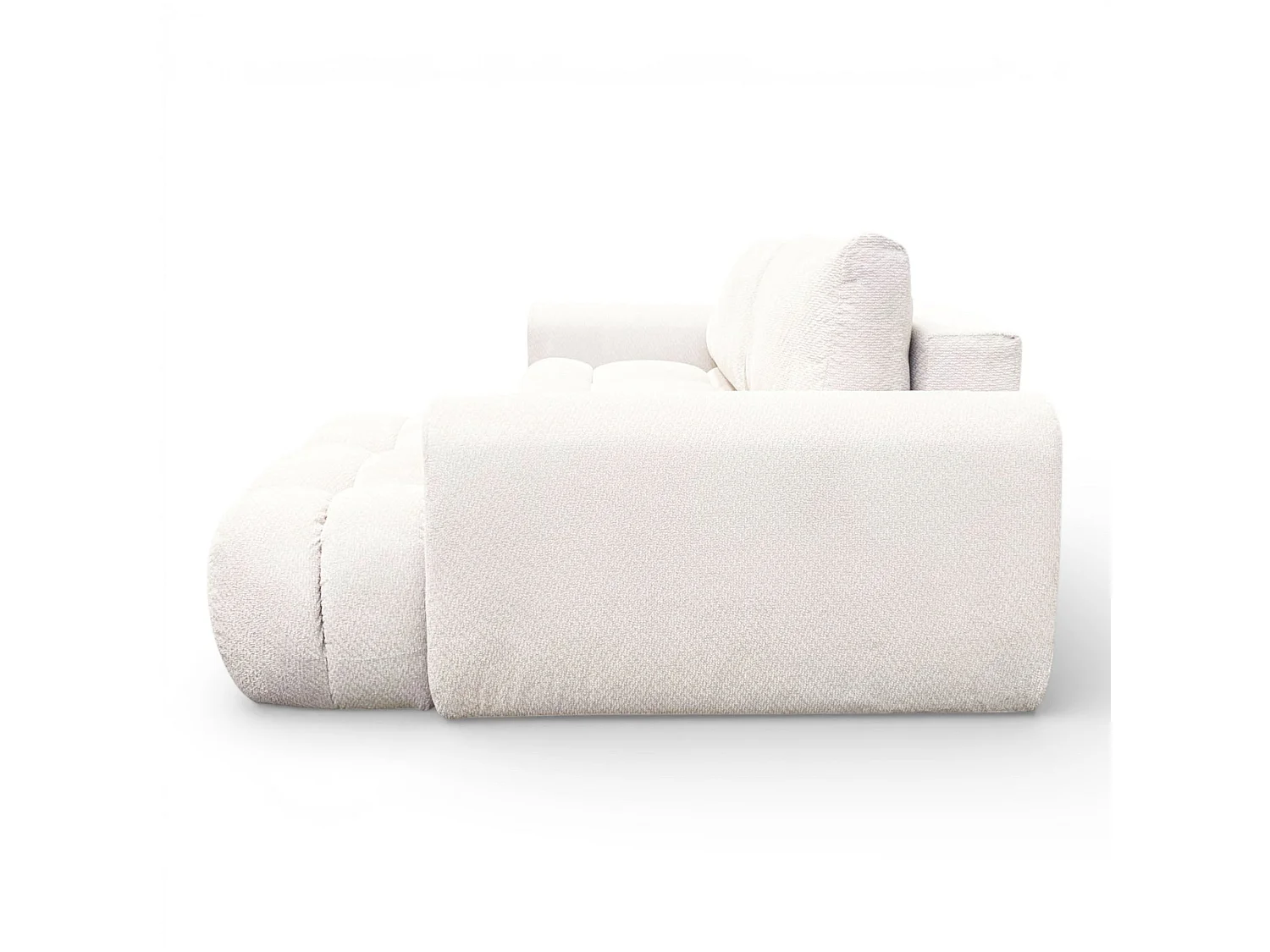 Canapé d'angle fixe tissu beige coté droit - OMBO