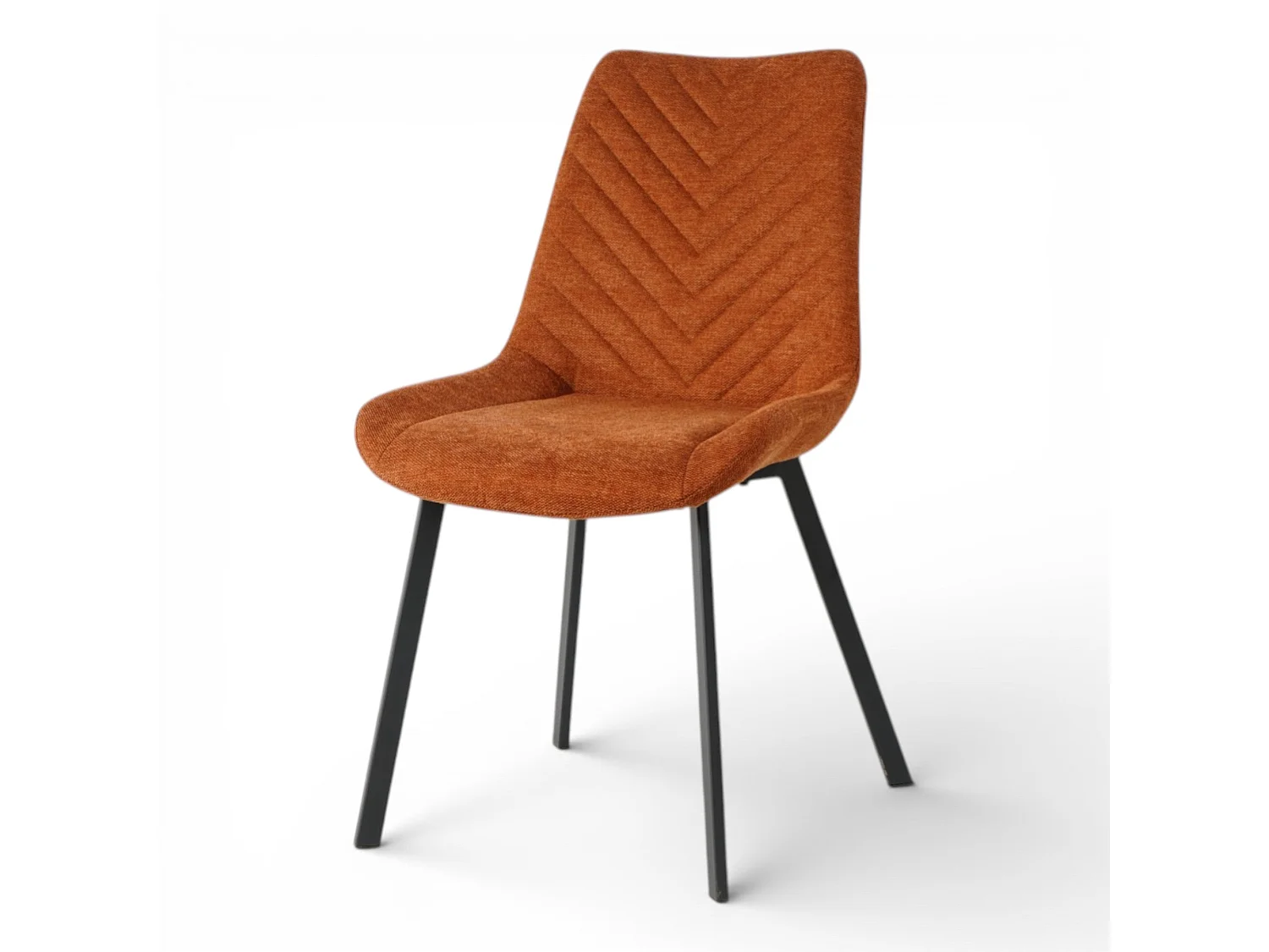 Lot de 4 chaises tissu orange pieds métal noir - ANGUS
