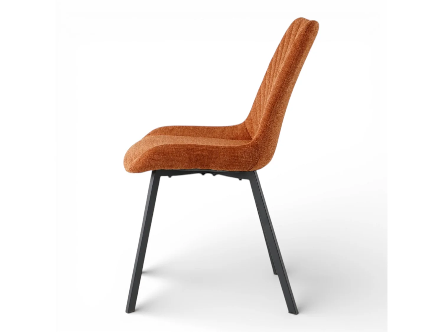 Lot de 4 chaises tissu orange pieds métal noir - ANGUS